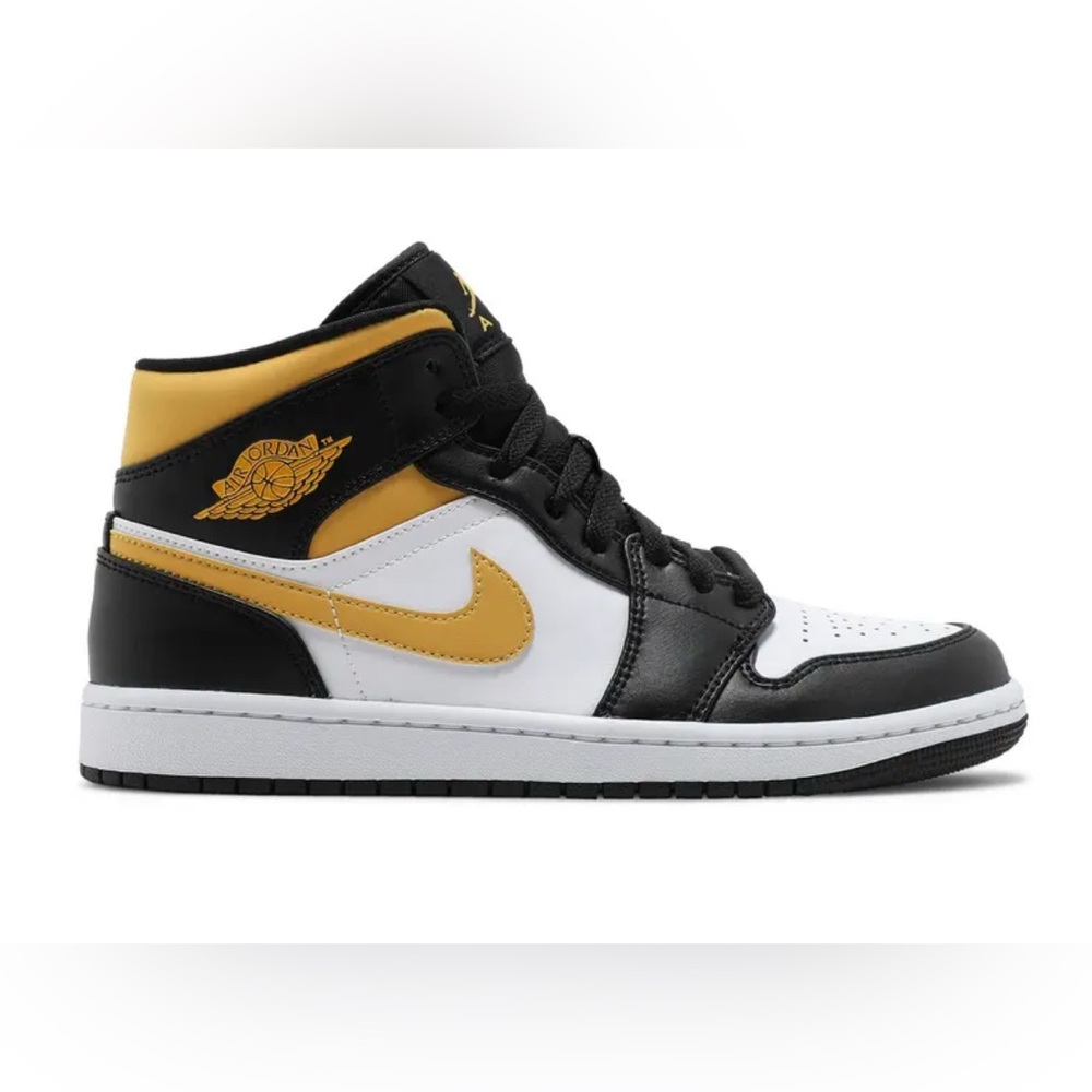 Air Jordan’s mids 1 white pollen BLK university Gold Sneakers Size 9.5